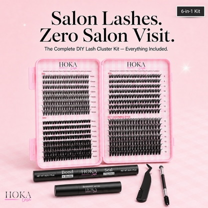 DIY Lash Clusters Kit – 640Pcs Wispy Natural Individual Eyelash Extensions, 30D-50D D Curl 9-16mm, with Biotin Bond & Vitamin E Seal, Remover, Tweezers
